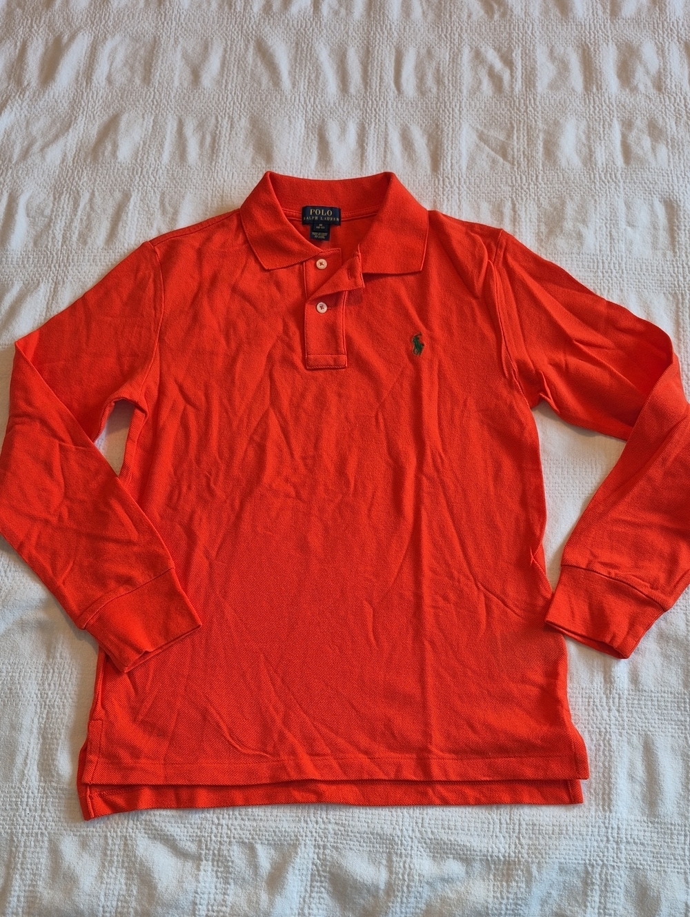 Polo Ralph Lauren boys size M or 10/12 long sleeve orange polo shirt NWOT
